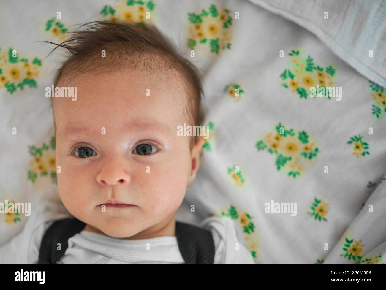 Beautiful child resting in bed Stock Photo