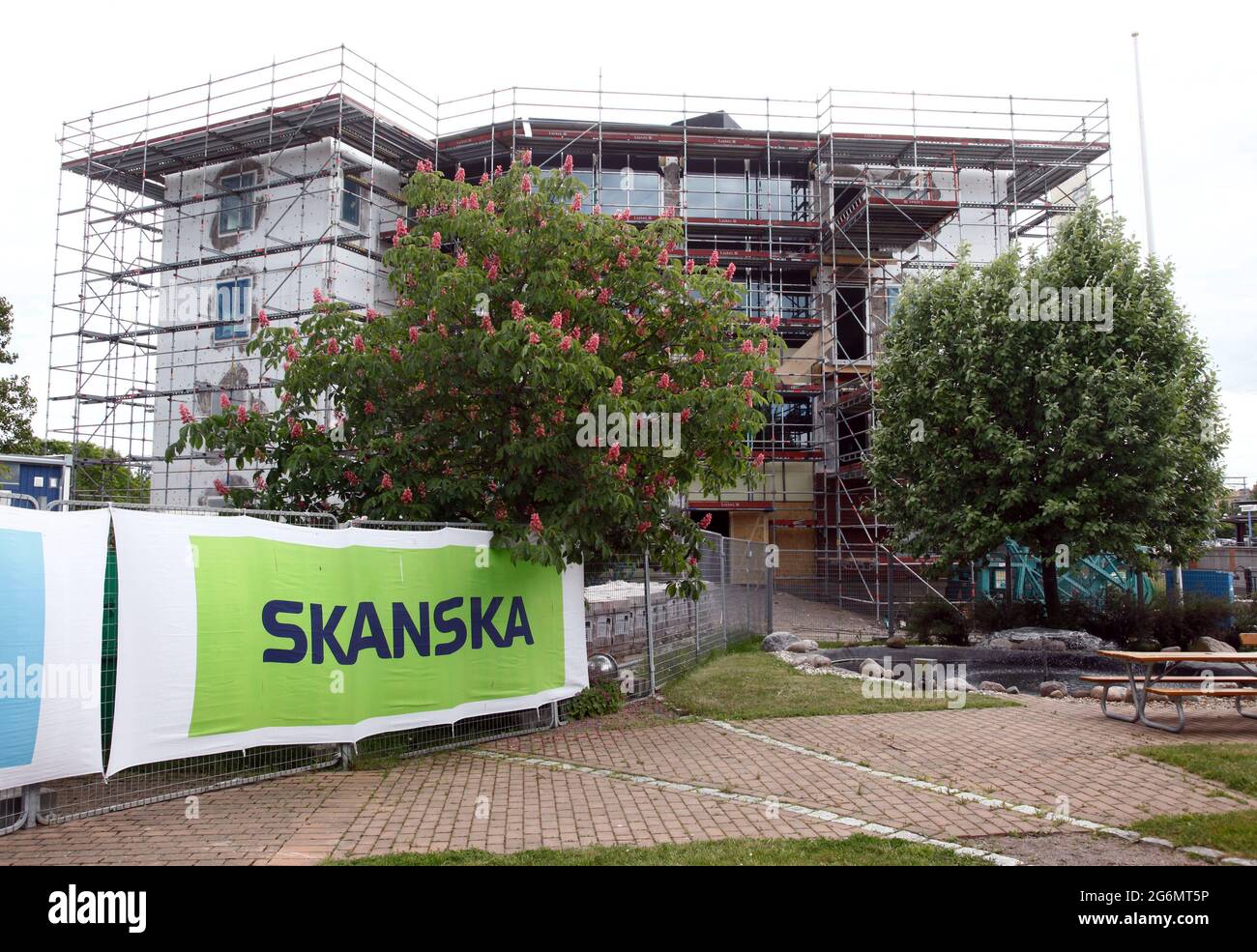 LINKÖPING, SWEDEN- 30 MAY 2012:  The construction company Skanska is building a property.  Photo Jeppe Gustafsson Stock Photo