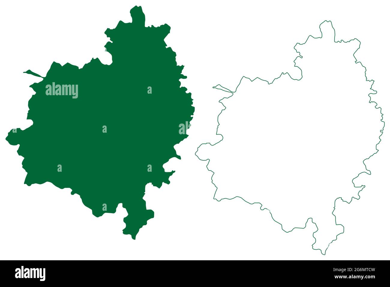 Bathinda district (Punjab State, Republic of India) map vector illustration, scribble sketch Bathinda map Stock Vector