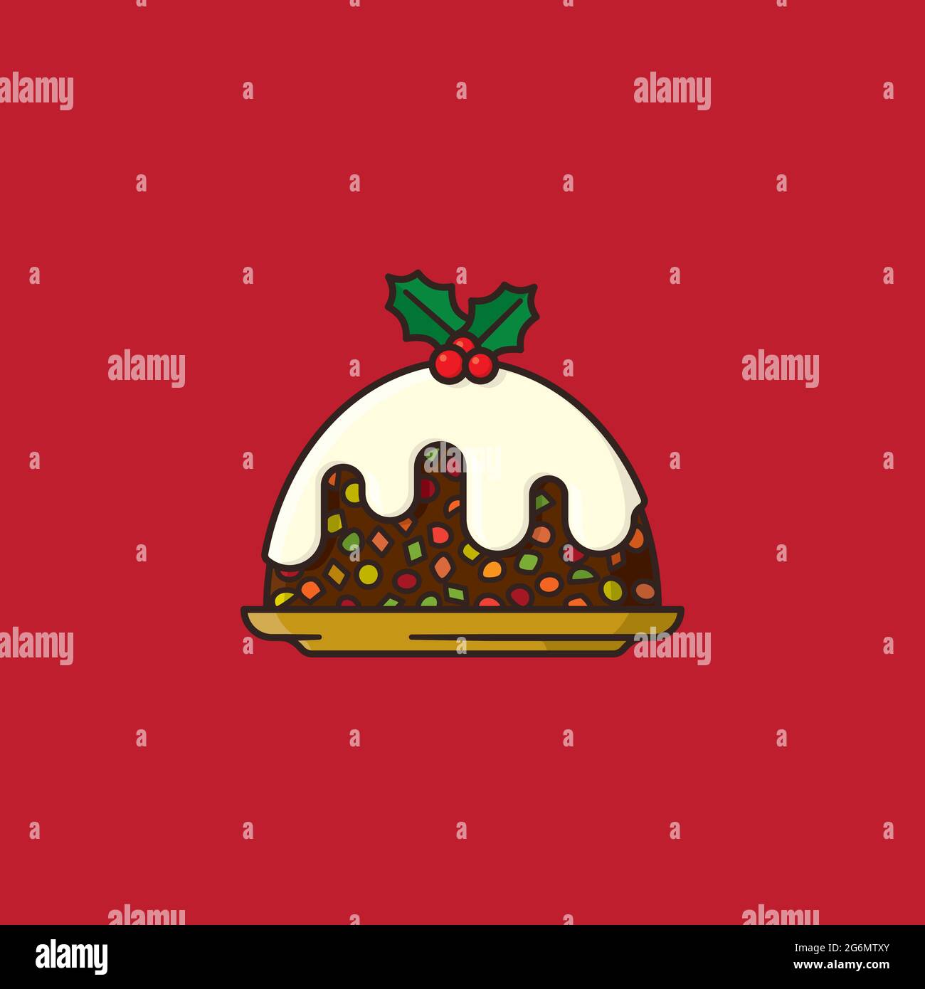 Christmas fruit cake vector illustration for Fruit Cake Day on December 27. Stock Vector