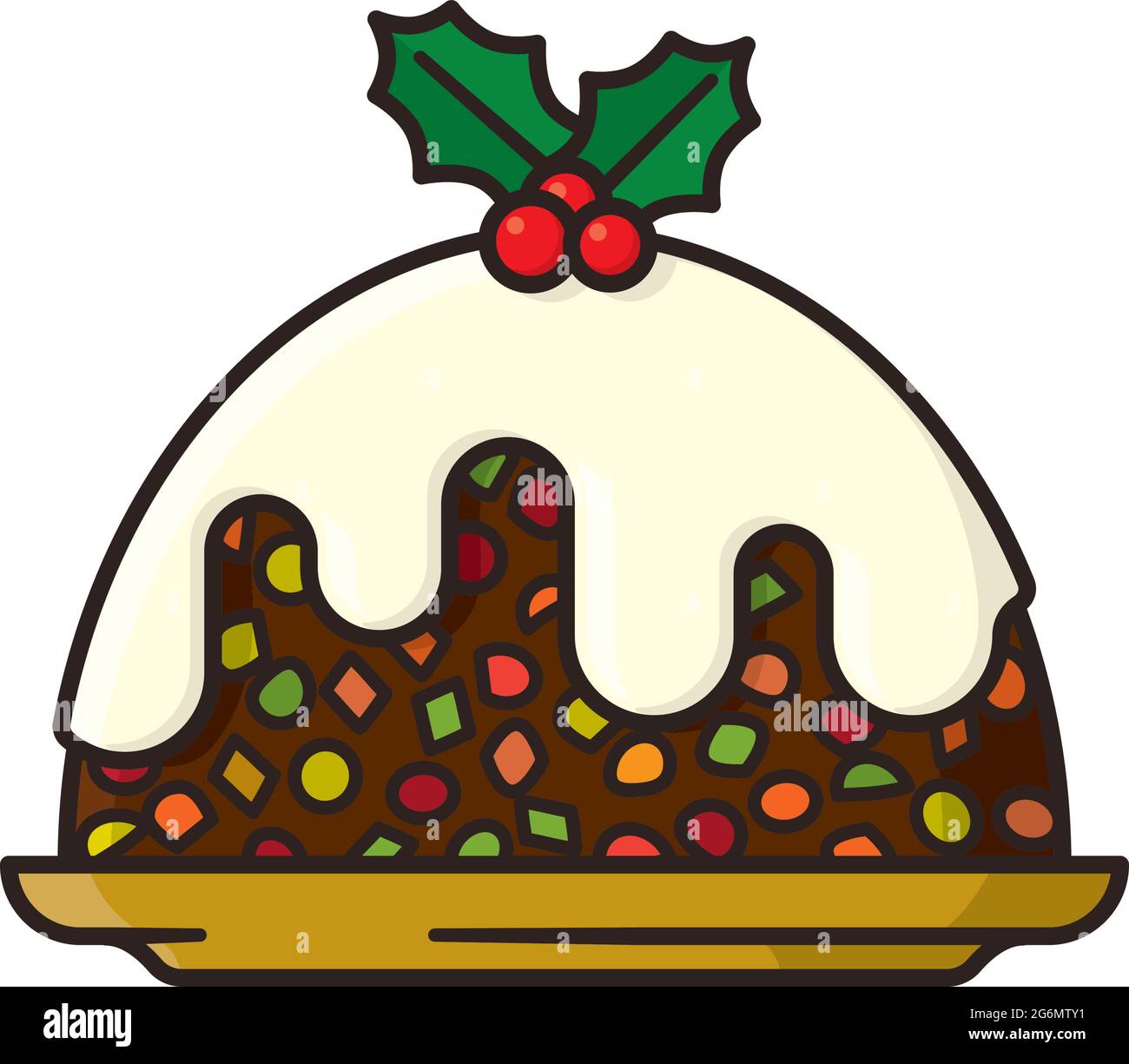 Christmas fruit cake isolated vector illustration for Fruit Cake Day on December 27. Stock Vector