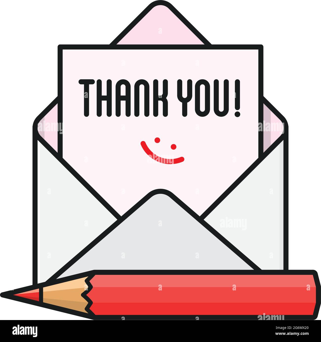 Message in envelope with red pencil isolated vector illustration for