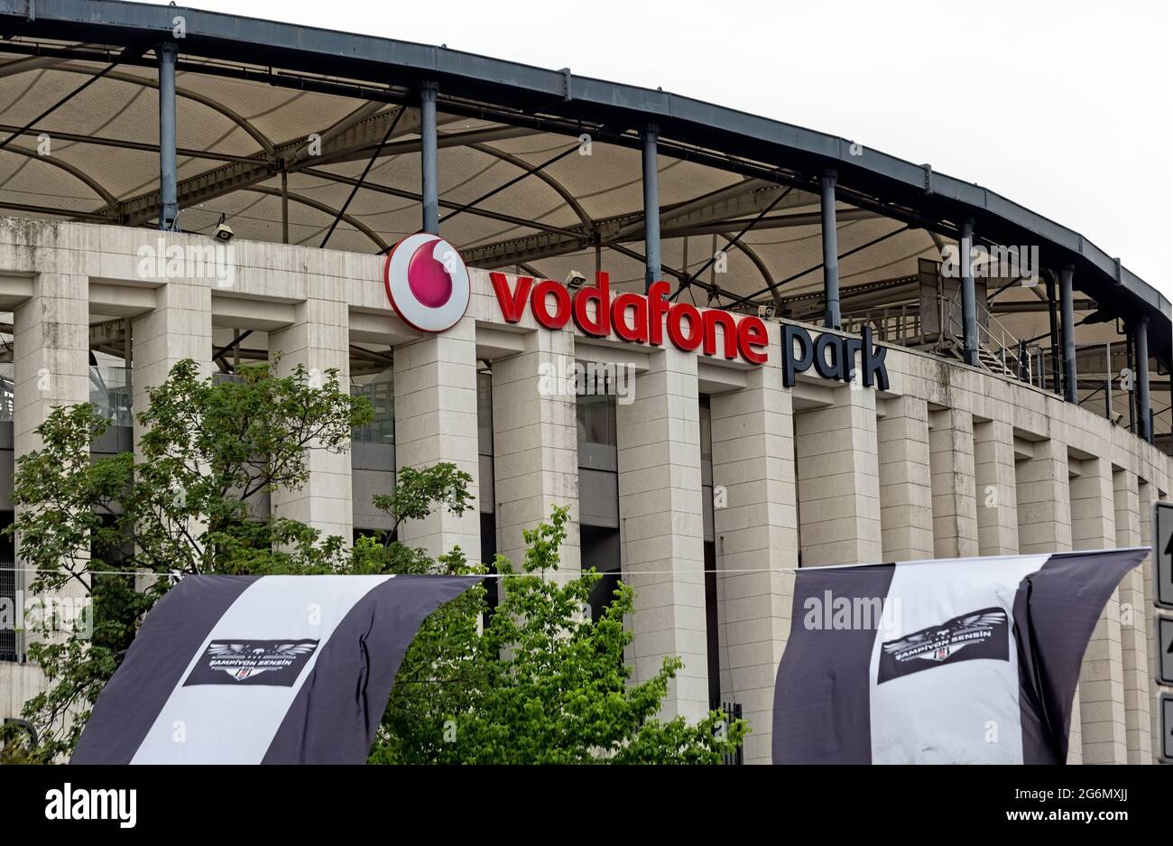 Exterior of Besiktas soccer club's Vodafone Park Arena in Dolmabahce, Istanbul. Stock Photo