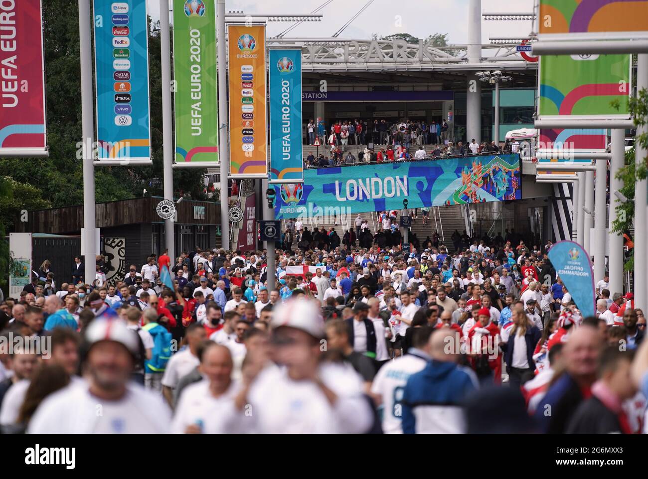 Fans outside Wembley Stadium ahead of the UEFA Euro 2020 semi final ...