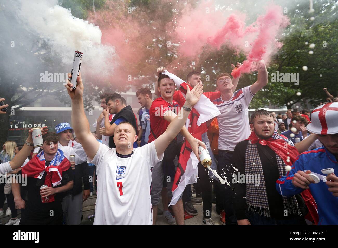 Fans outside Wembley Stadium ahead of the UEFA Euro 2020 semi final ...