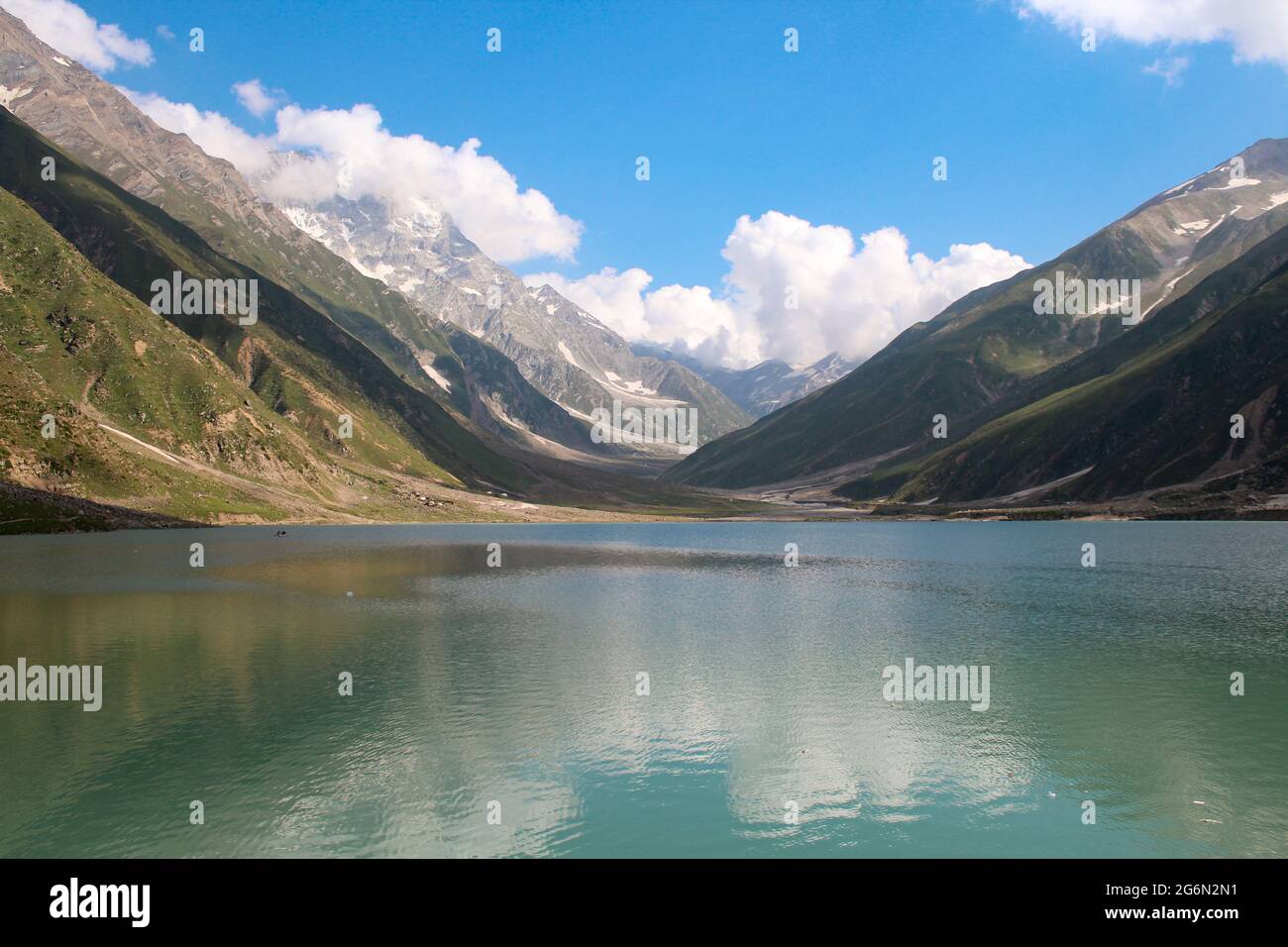 Beautifully captured image of Lake Sail-ul-malook Situated at altitude of 3224 Kpk Pakistan. Stock Photo