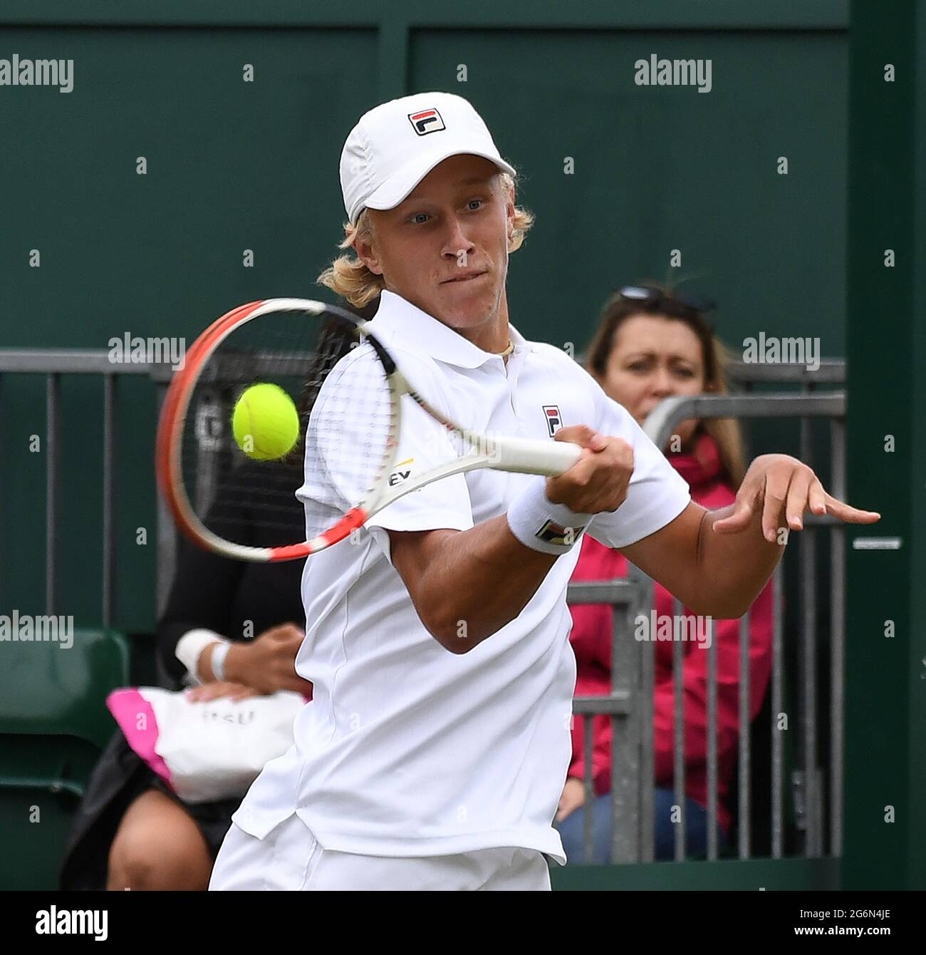 London, Gbr. 07th July, 2021. London Wimbledon Championships Day 9 07/07/2021 Leo Borg (SWE) in Junior Championships Credit: Roger Parker/Alamy Live News Stock Photo