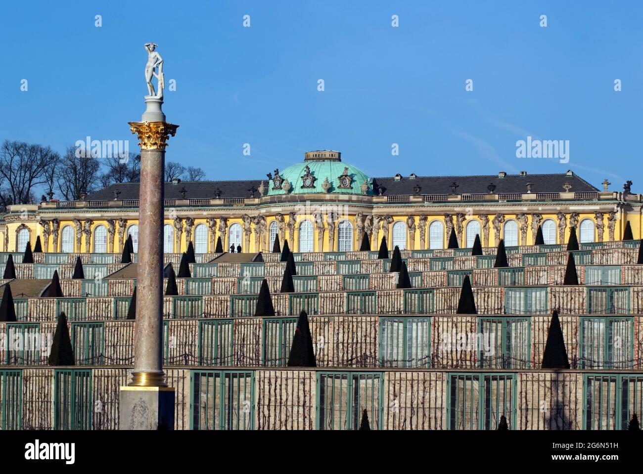 Sanssouci Palace with vineyard in springtime Stock Photo