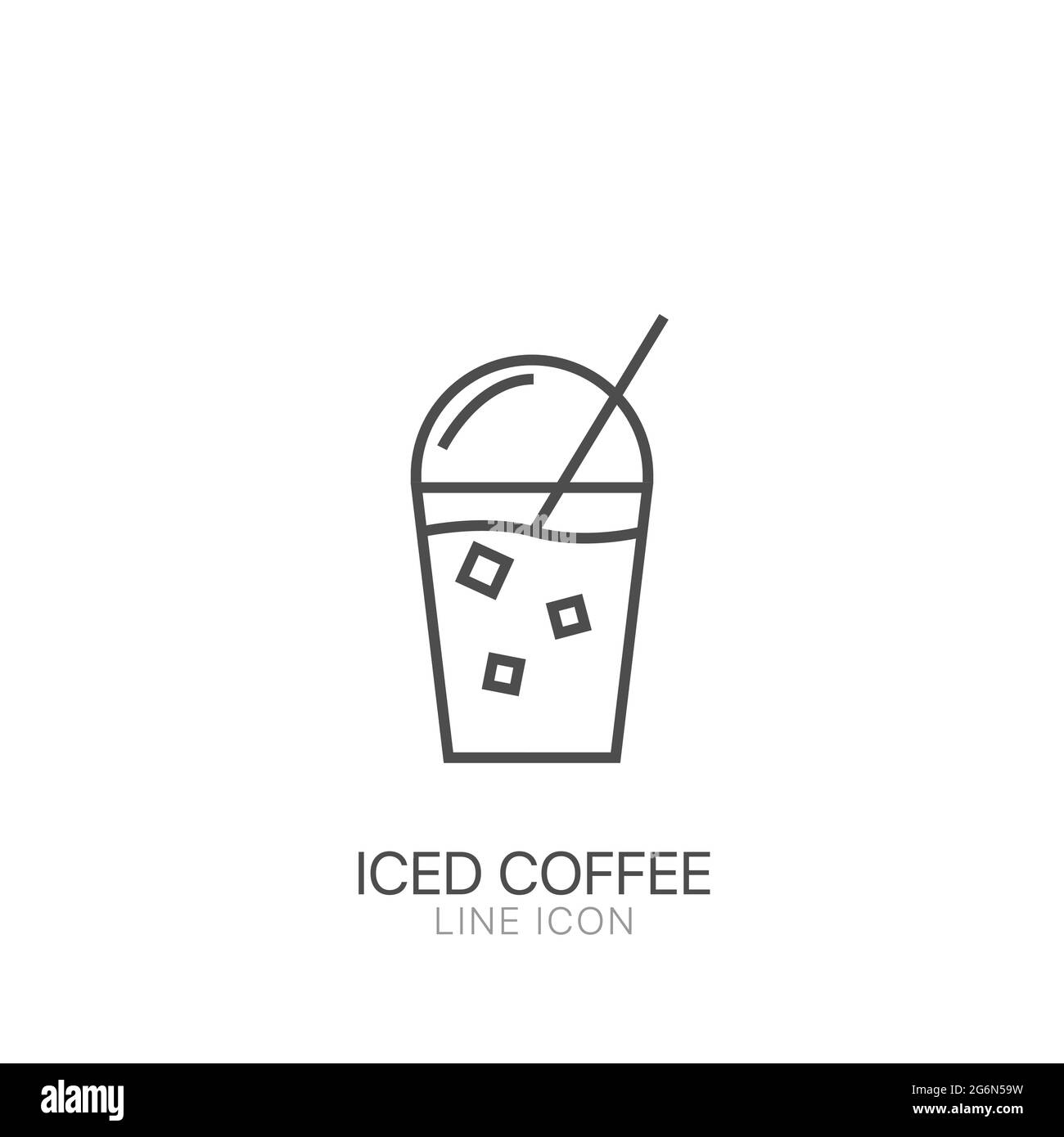 Iced coffee outline vector icon. Editable stroke Stock Vector