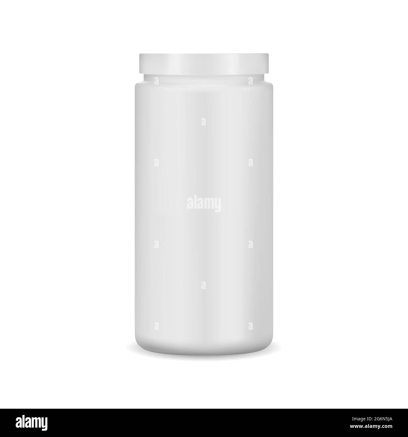 Realistic Protein Powder Container Mockup - White Plastic Jar