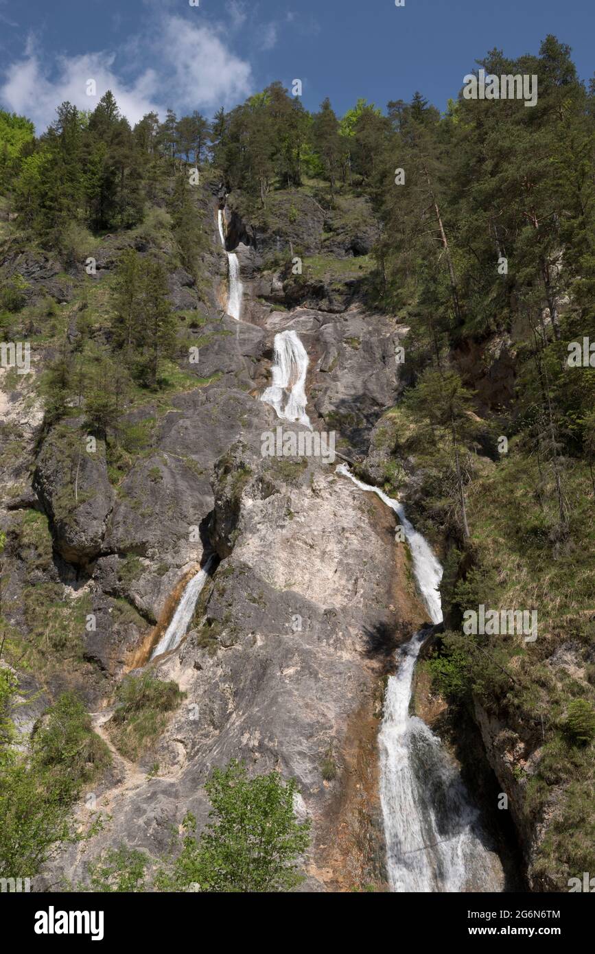 Sulzer Wasserfall waterfall 114 meters high, Berchtesgaden, Bavaria, Germany Stock Photo