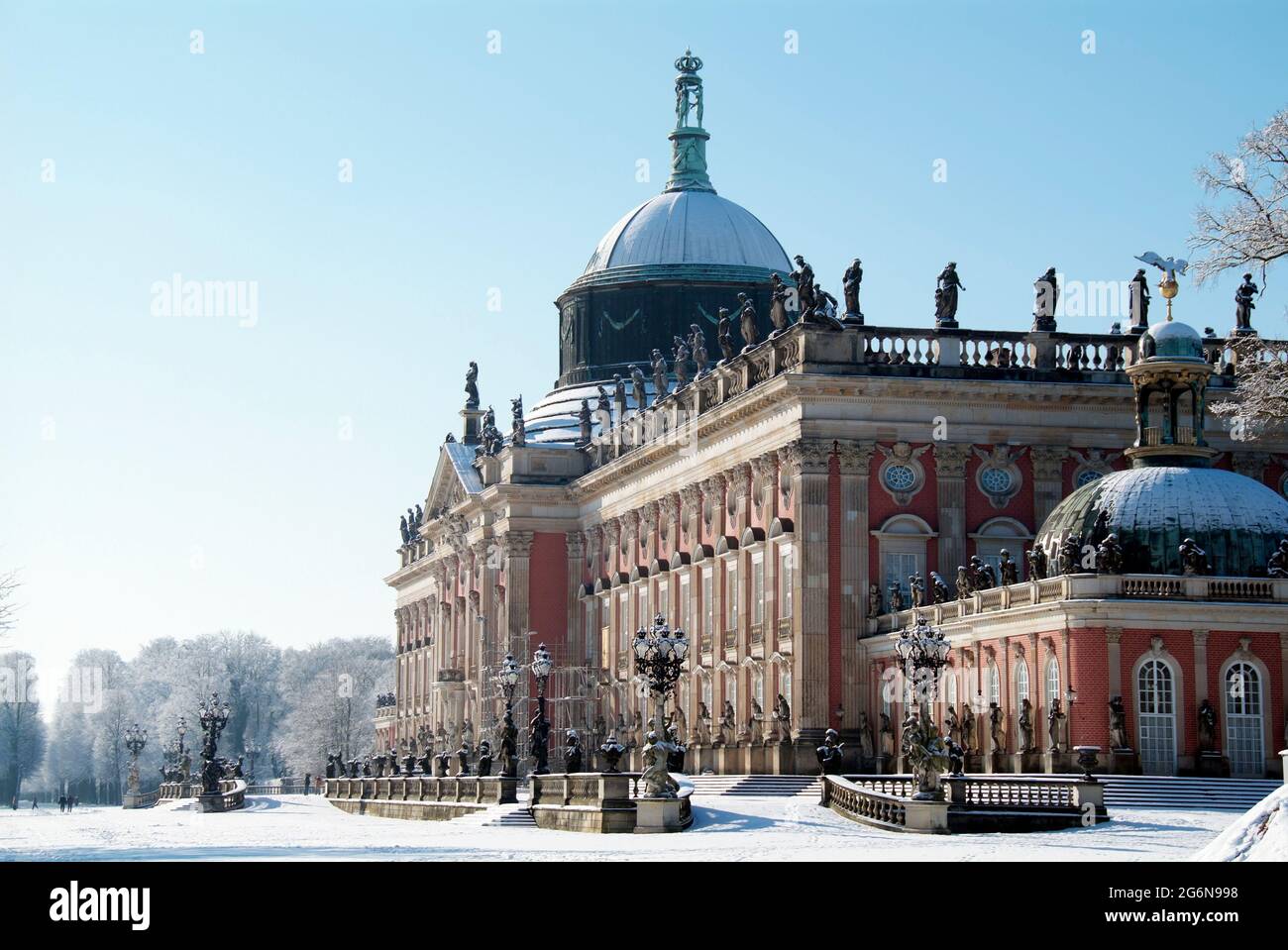 Snowy New Palace in the Park Sanssouci Stock Photo