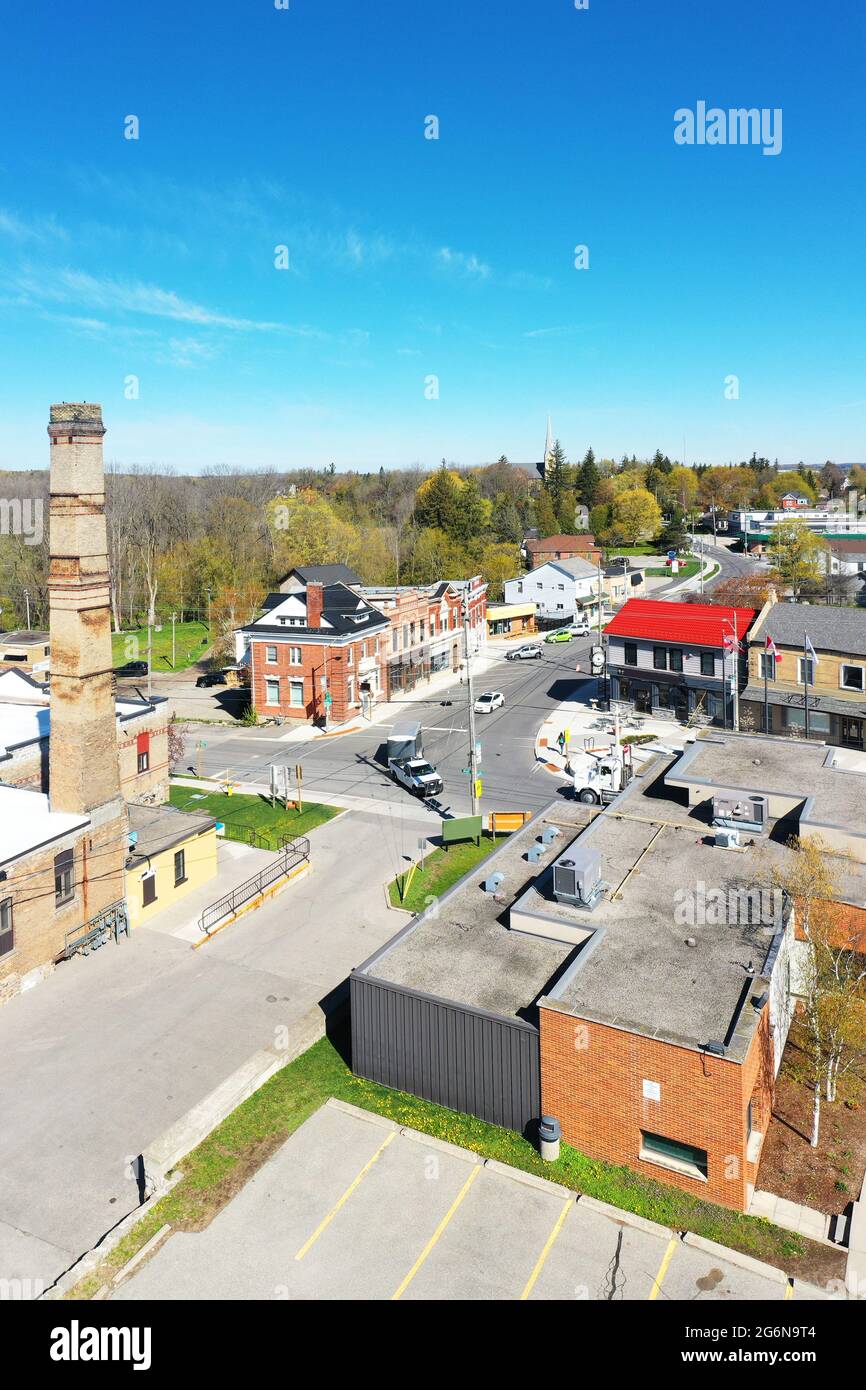 An aerial view of Ayr, Ontario, Canada downtown Stock Photo Alamy