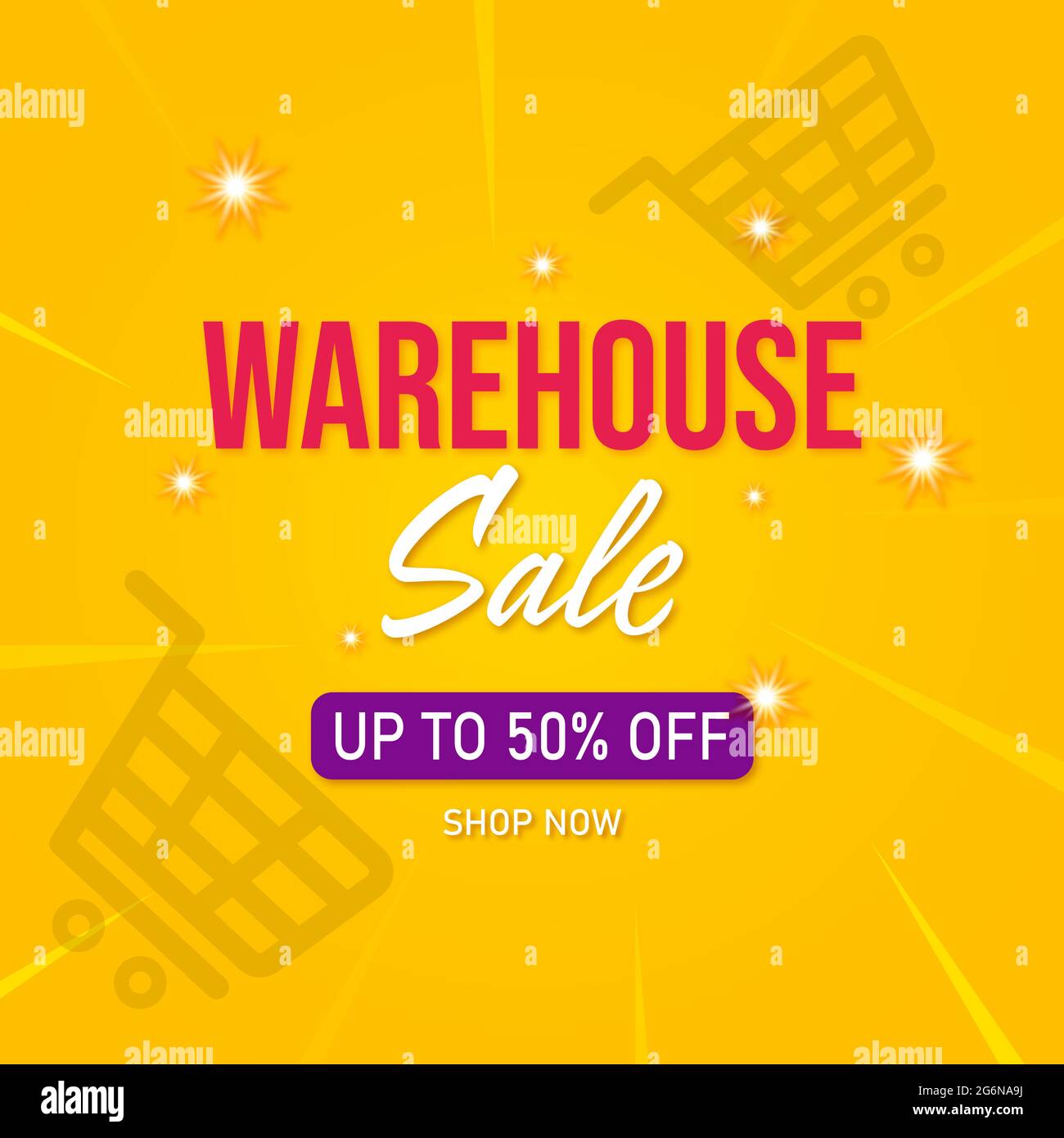Warehouse Sale Poster. Sale offer price sign. Discount text. Vector