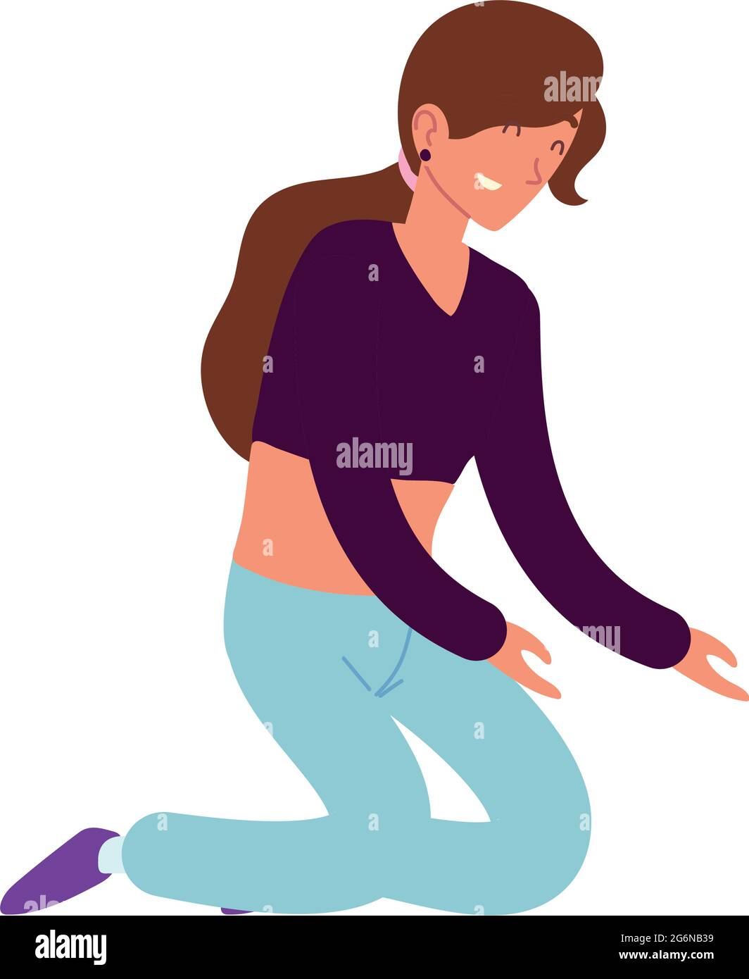 happy woman on the knees Stock Vector Image & Art Alamy