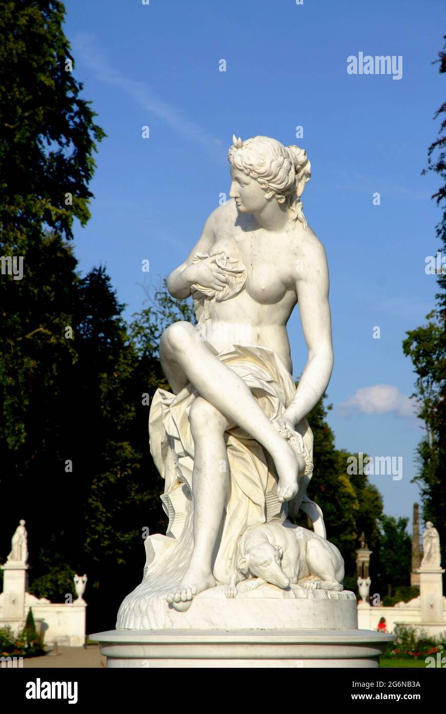 Marblesculpture (Diana) in Sanssouci Park Stock Photo