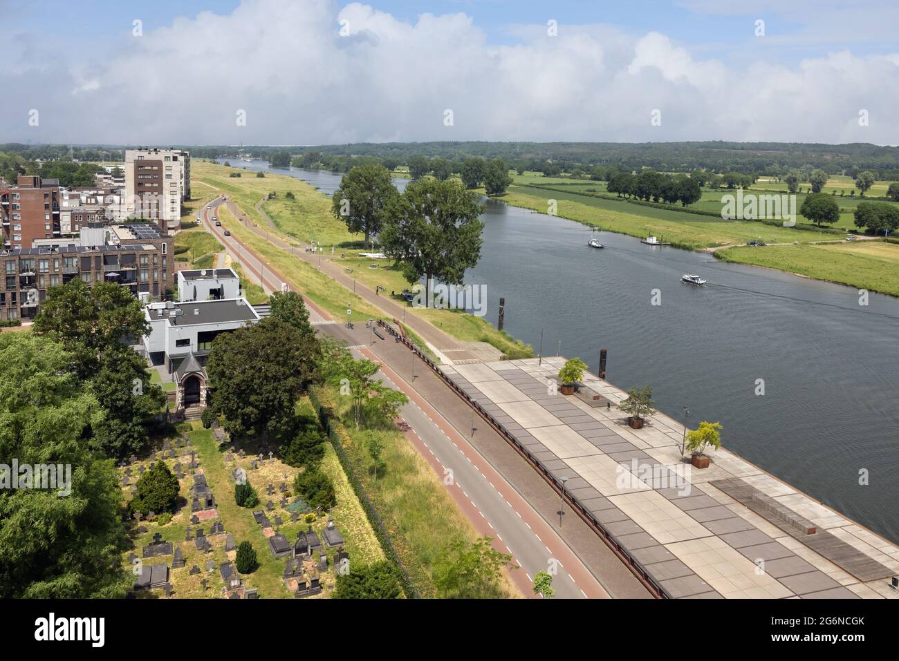 Aerial view Dutch village Cuijk along river Meuse Stock Photo - Alamy