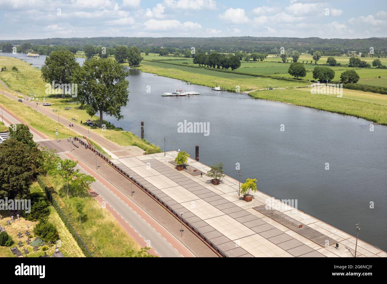 Aerial view Dutch village Cuijk along river Meuse Stock Photo - Alamy