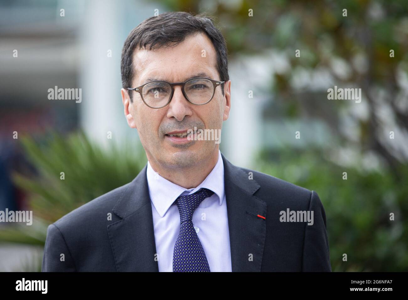 Portrait of SNCF president and general manager Jean-Pierre Farandou at the  SNCF train station Gare de Lyon after signing the 1 youth 1 solution chart  for the employment of the young people,