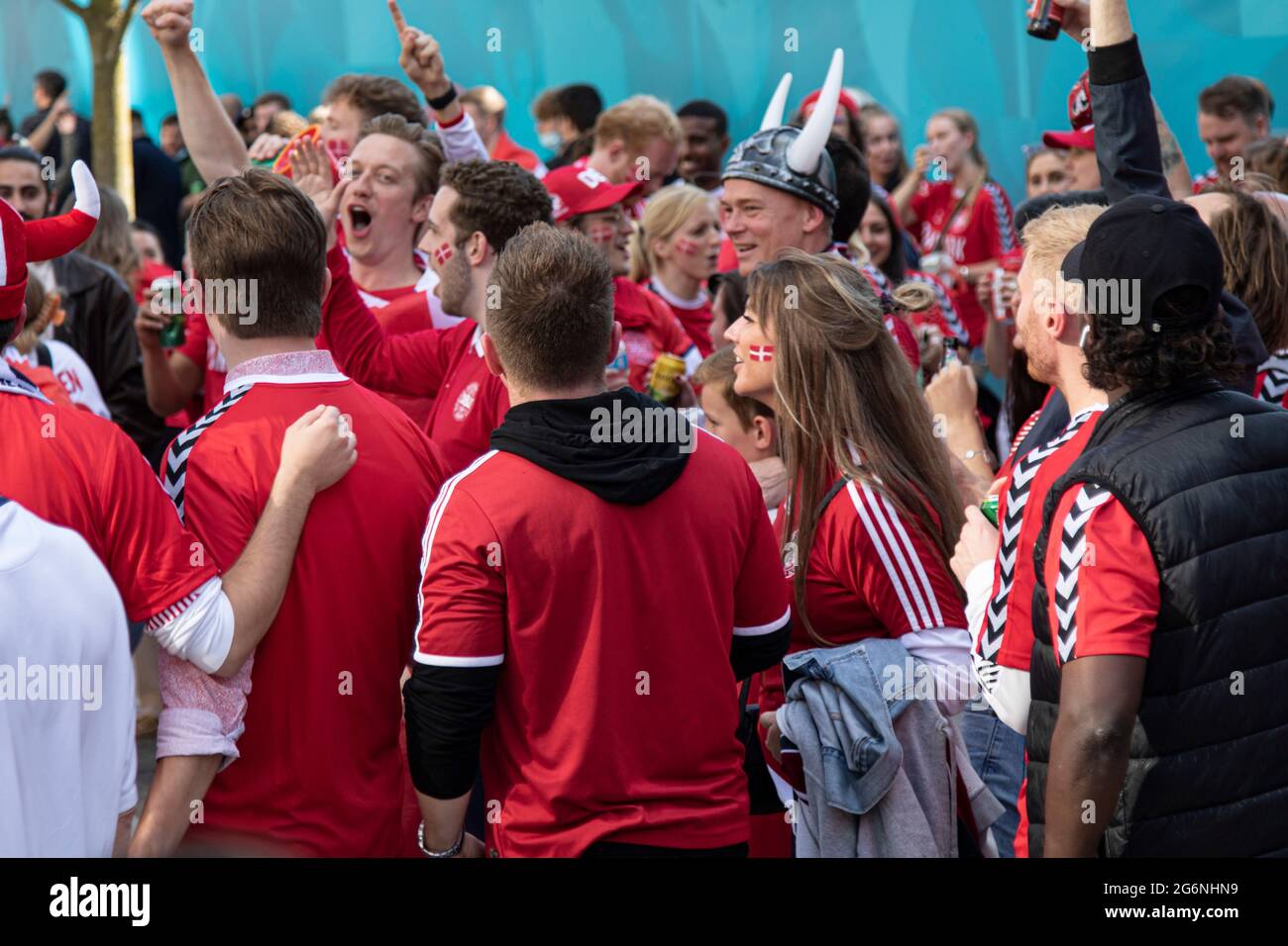Jul With Fans London, UK England and Denmark fans arriving at Wembley Stadium ahead ...
