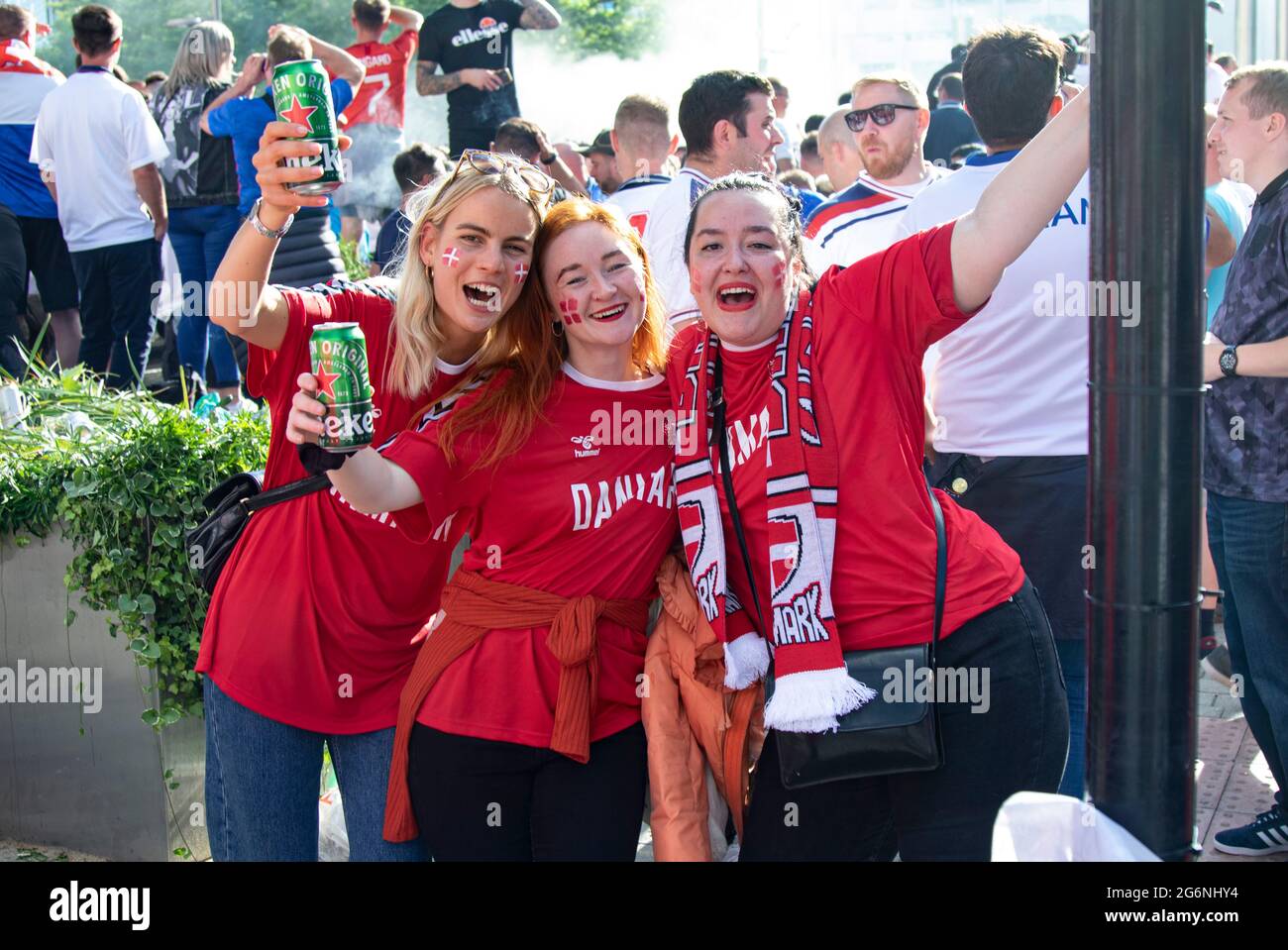 Jul With Fans London, UK England and Denmark fans arriving at Wembley Stadium ahead ...
