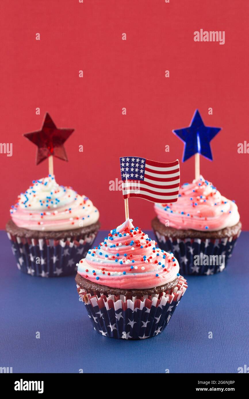 American Themed Cupcakes with Sprinkles and Decorations Stock Photo Alamy