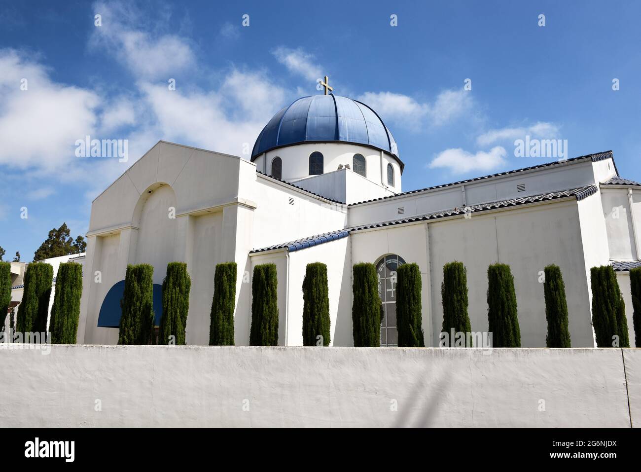LONG BEACH, CALIFORNIA - 5 JULY 2021: The Assumption of the Blessed Virgin Mary Greek Orthodox Church. Stock Photo