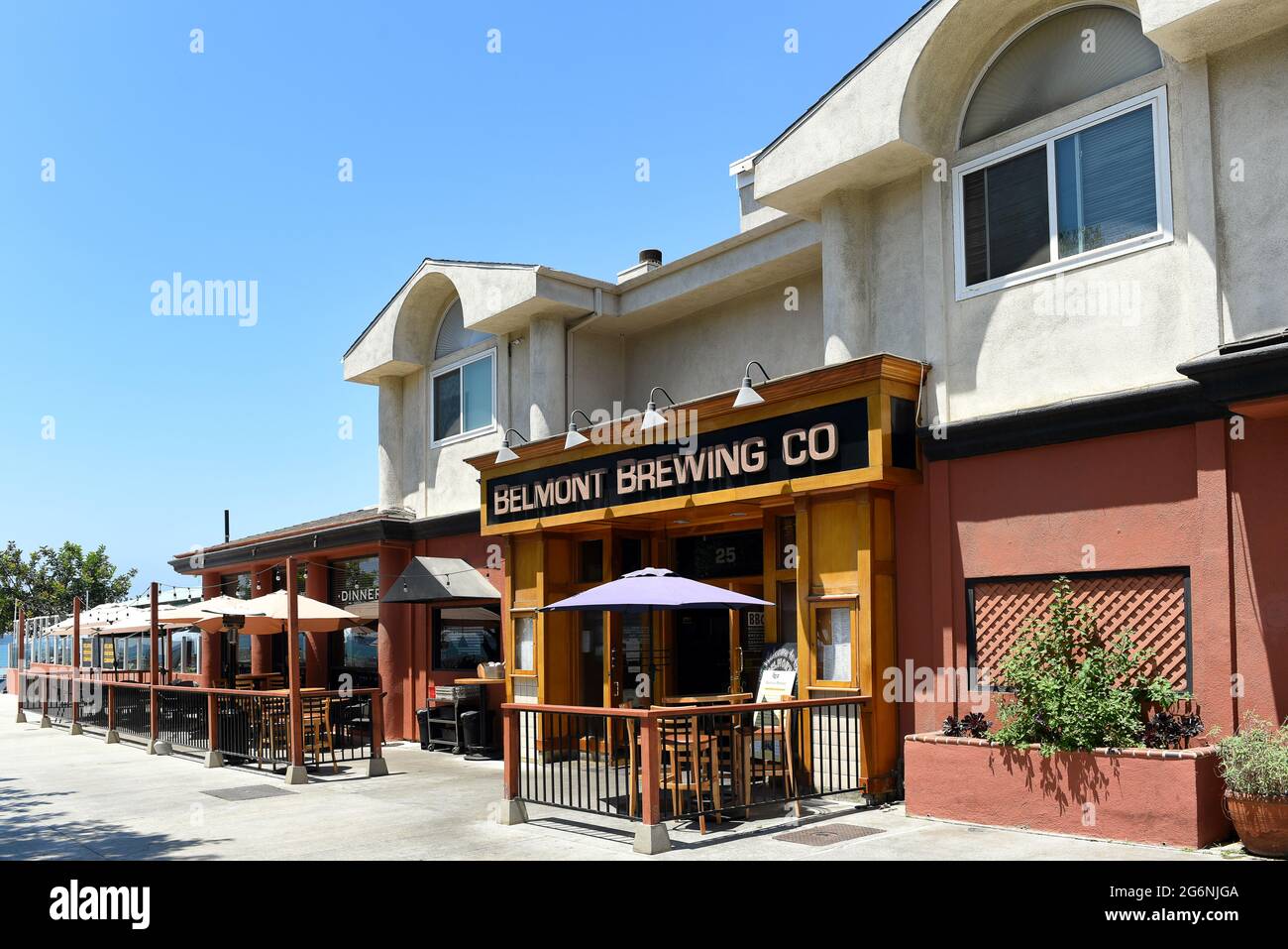LONG BEACH, CALIFORNIA - 5 JULY 2021: Belmont Brewing Company in the Belmont Shores,  neighborhood,  on Shoreline Way and 39th Street, Stock Photo