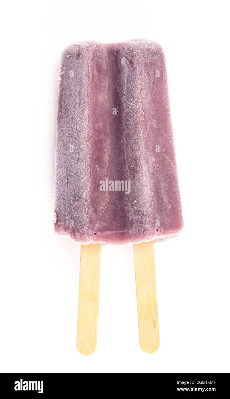 Purple Double Stick Popsicle Isolated on a White Background Stock Photo