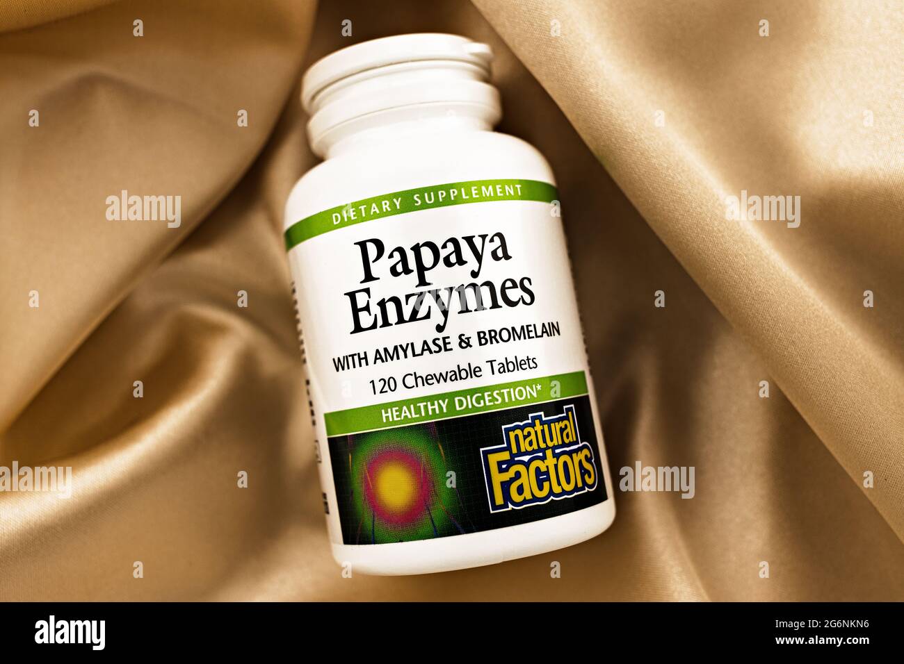 papaya enzymes chewable tablets in the jar. dietary supplement