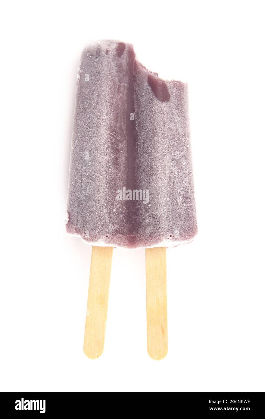 Purple Double Stick Popsicle Isolated on a White Background Stock Photo