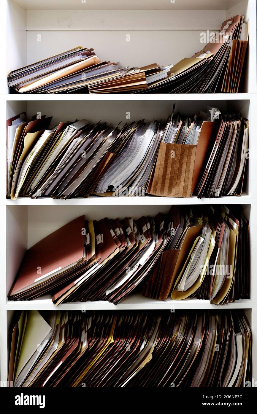 Files and folders on shelf business work for organizing papers Stock