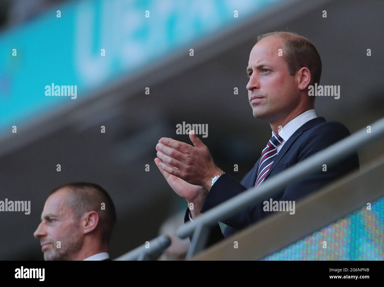 PRINCE WILLIAM WATCHES THE GAME, ENGLAND V DENMARK, 2021 Stock Photo