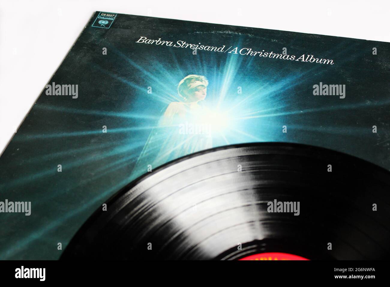 Pop and Christmas songs artist, Barbra Streisand music album on vinyl record LP disc. Titled: A Christmas Album.  album cover Stock Photo