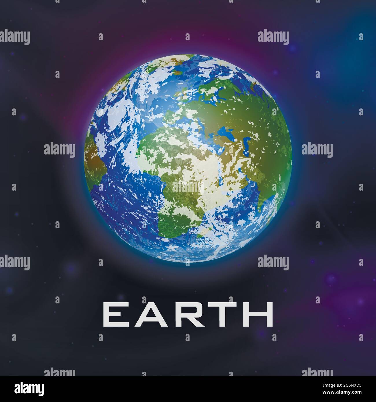Planet Earth. Vector 3d Realistic Space Planet in Space Starry Sky ...