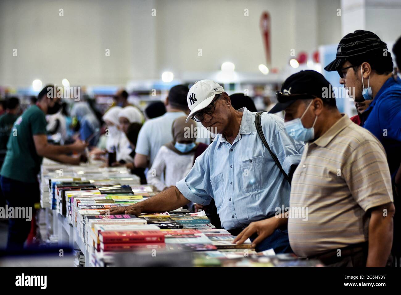 July 7, 2021 Cairo, Egypt. 07 July 2021. Visitors attend the 52nd Edition of Cairo