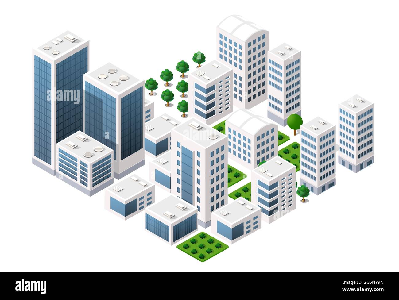 Isometric vector downtown skyscraper illustration of a modern Stock ...