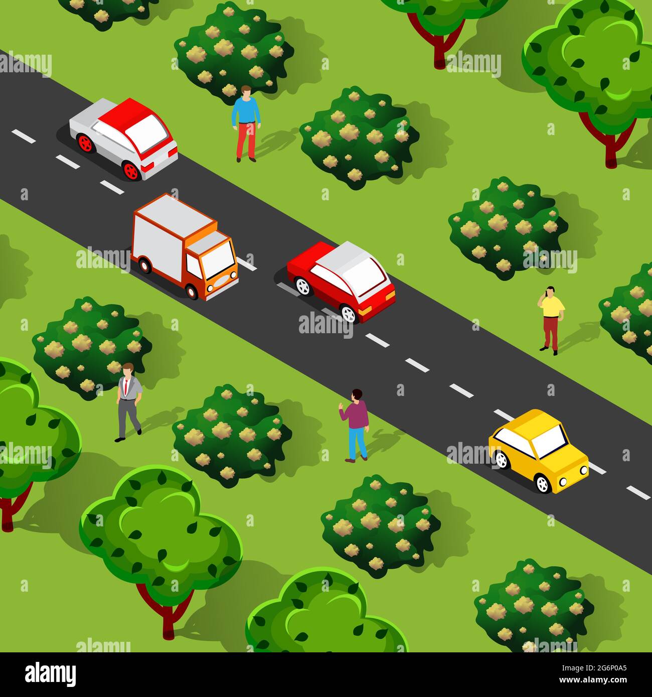 Isometric street people crossroads 3D illustration of a city Stock ...