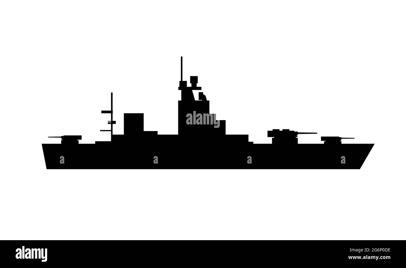Single of silhouettes of warships for design and Stock Vector