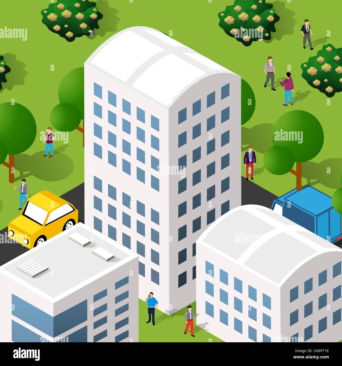 Isometric street people crossroads 3D illustration of a city Stock ...