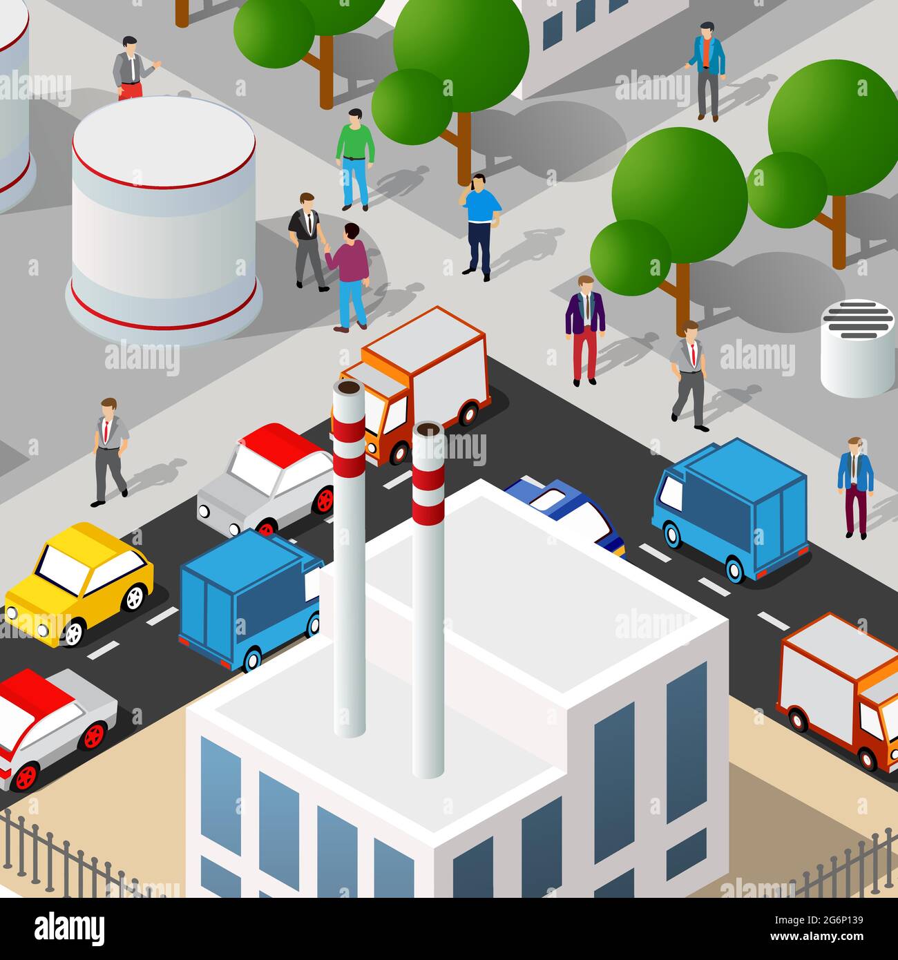 Isometric street people crossroads 3D illustration of a city Stock ...