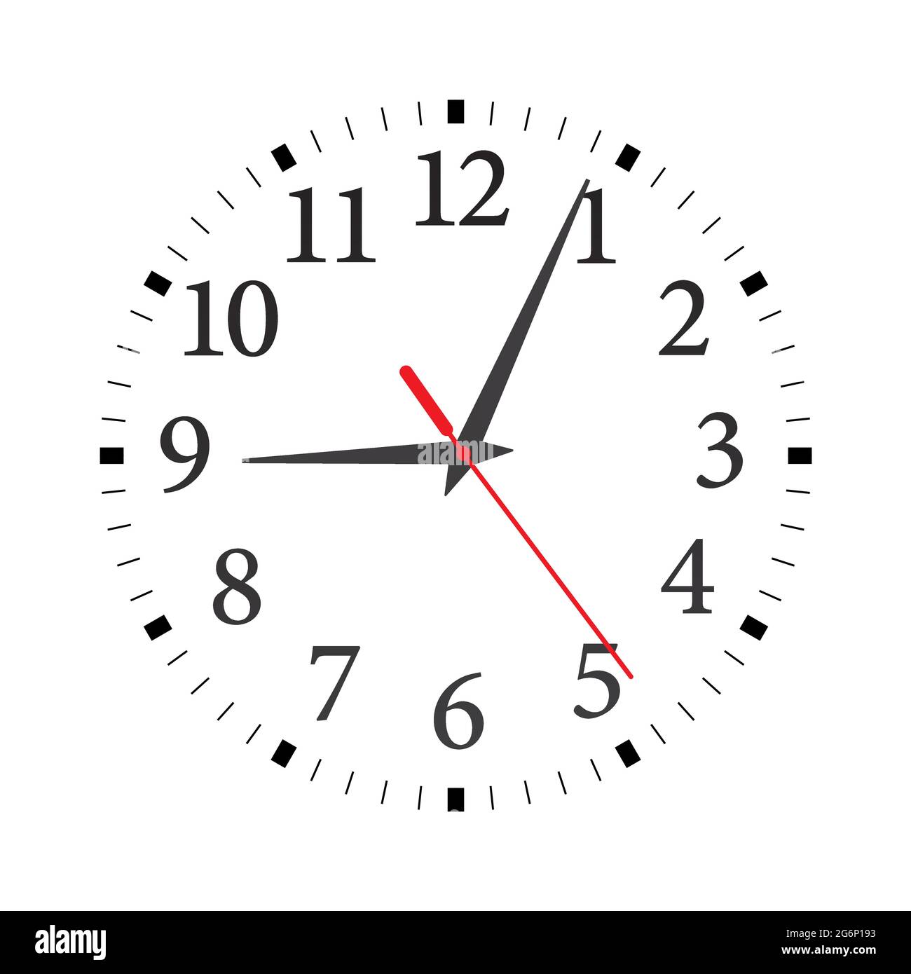 Modern wall clock with Arabic numerals minimalist style Stock Vector