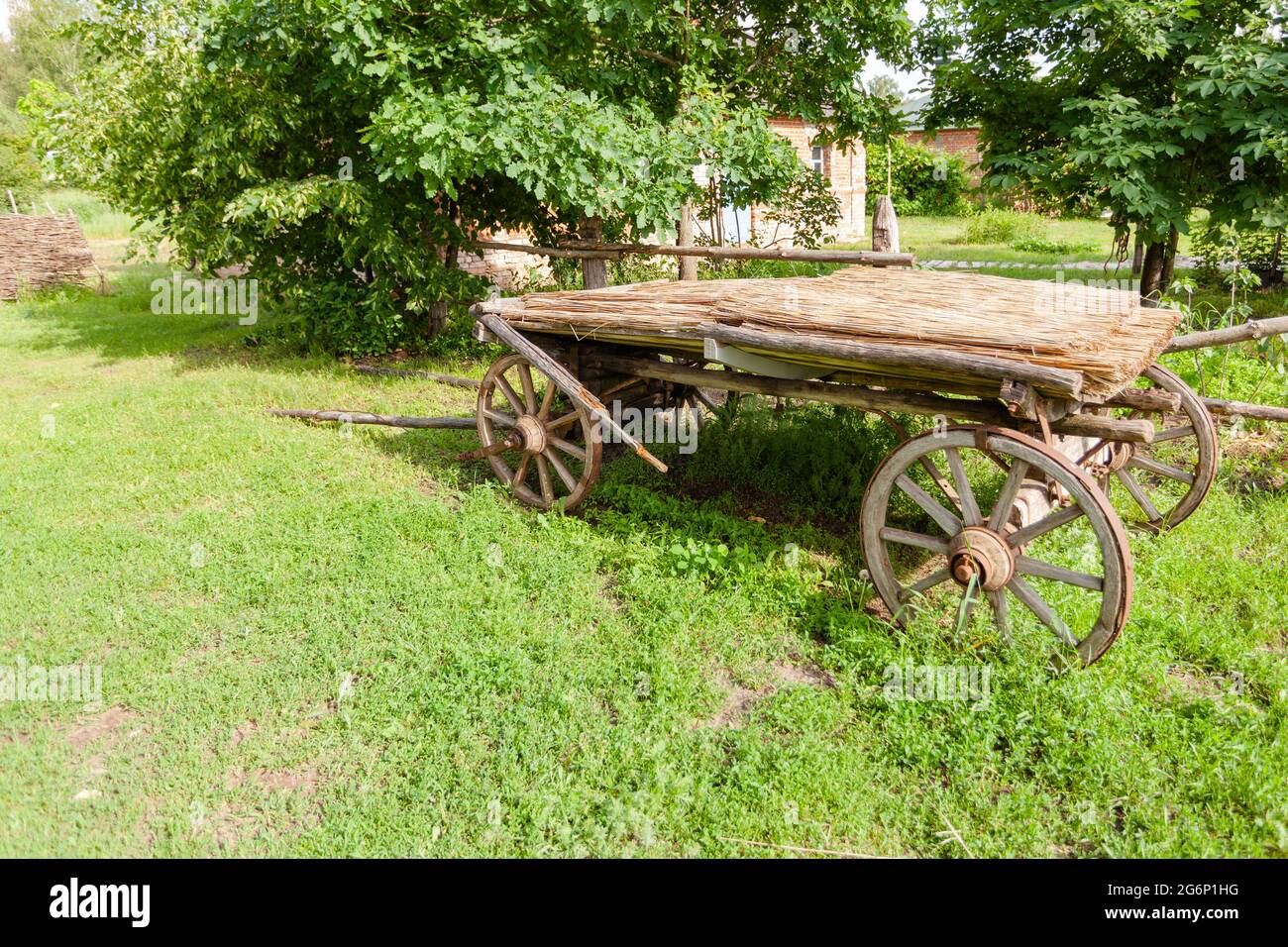 vintage cart for horse, cart in the village Stock Photo Alamy