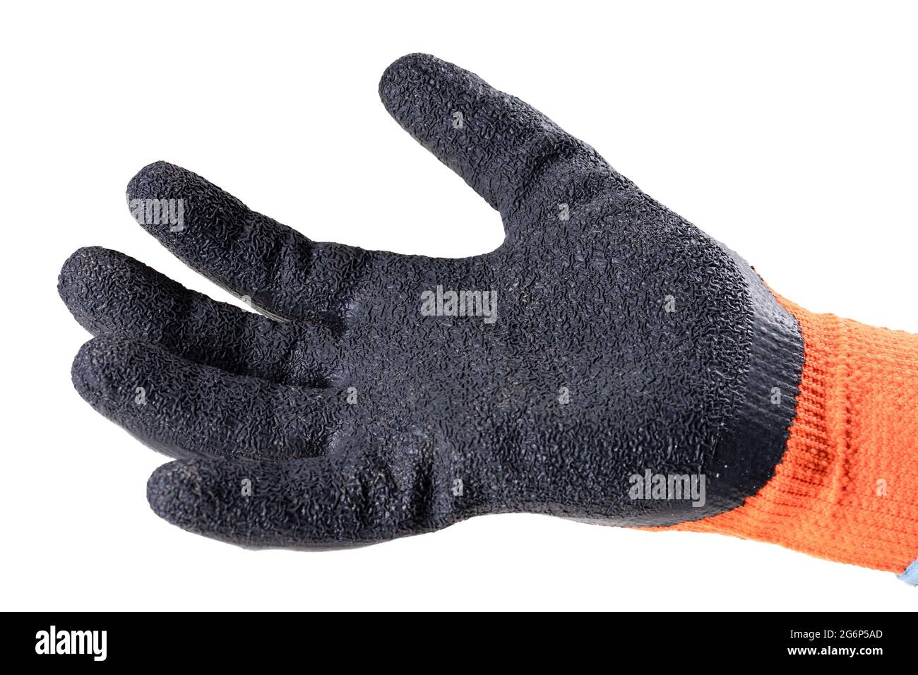 Work glove with a black protective rubber coating. Workwear for