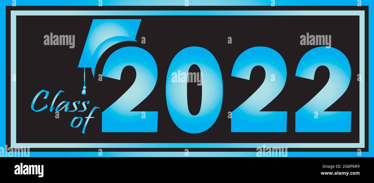 Graduation 2022 blk blue gradient Banner Stock Vector