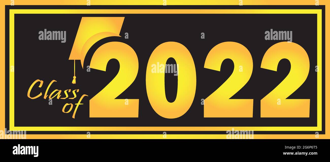 Graduation 2022 blk gold background banner Stock Vector