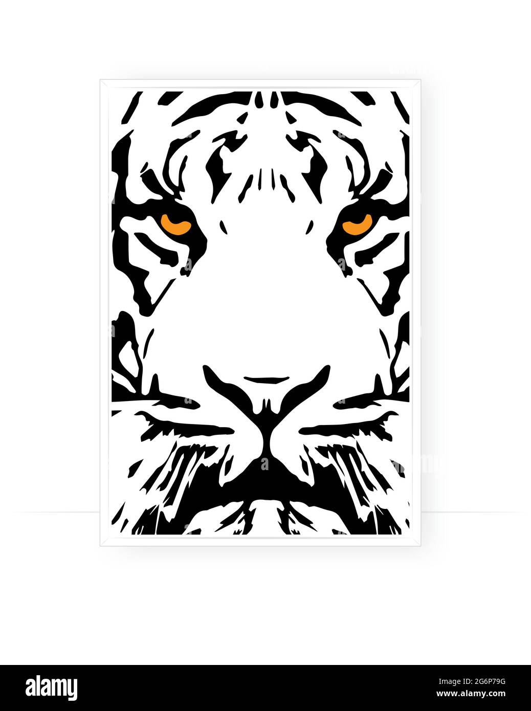 White tiger silhouette, art design. White tiger illustration, poster design. Wall art, artwork, vector Stock Vector