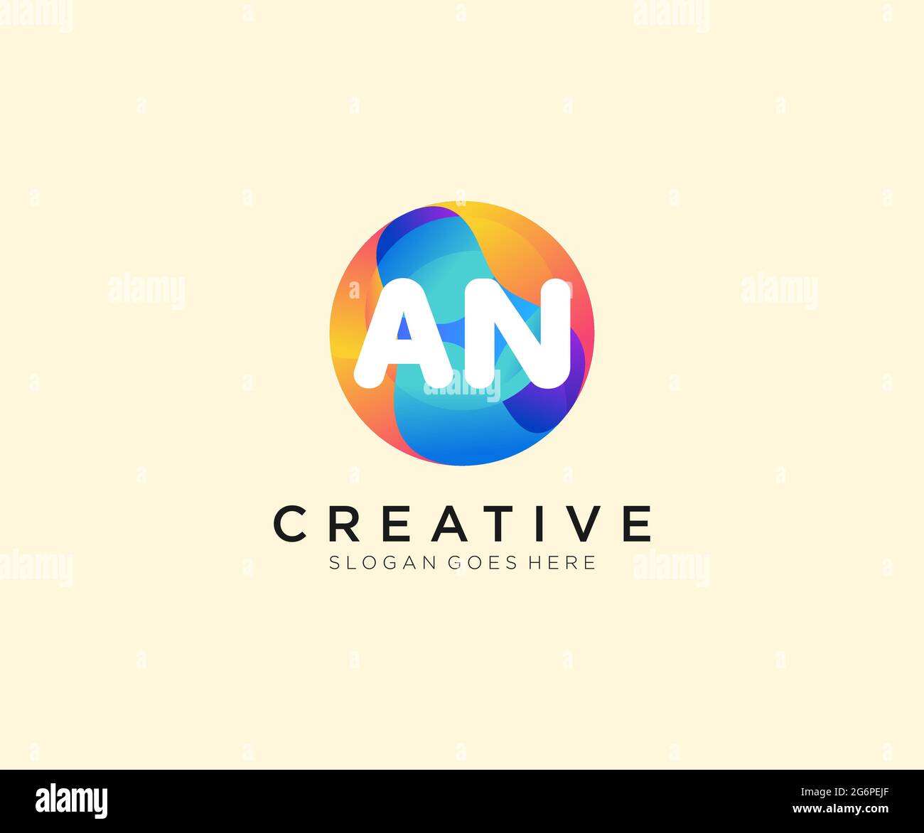 AN initial logo With Colorful Circle template Stock Vector