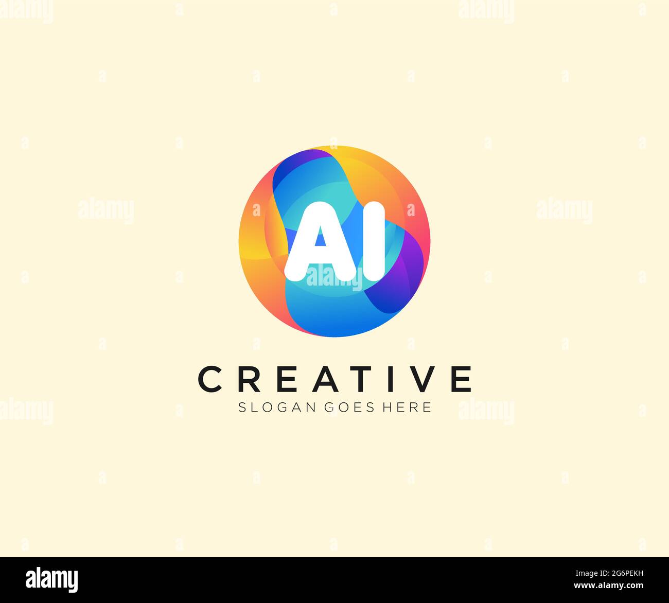 AI initial logo With Colorful Circle template Stock Vector