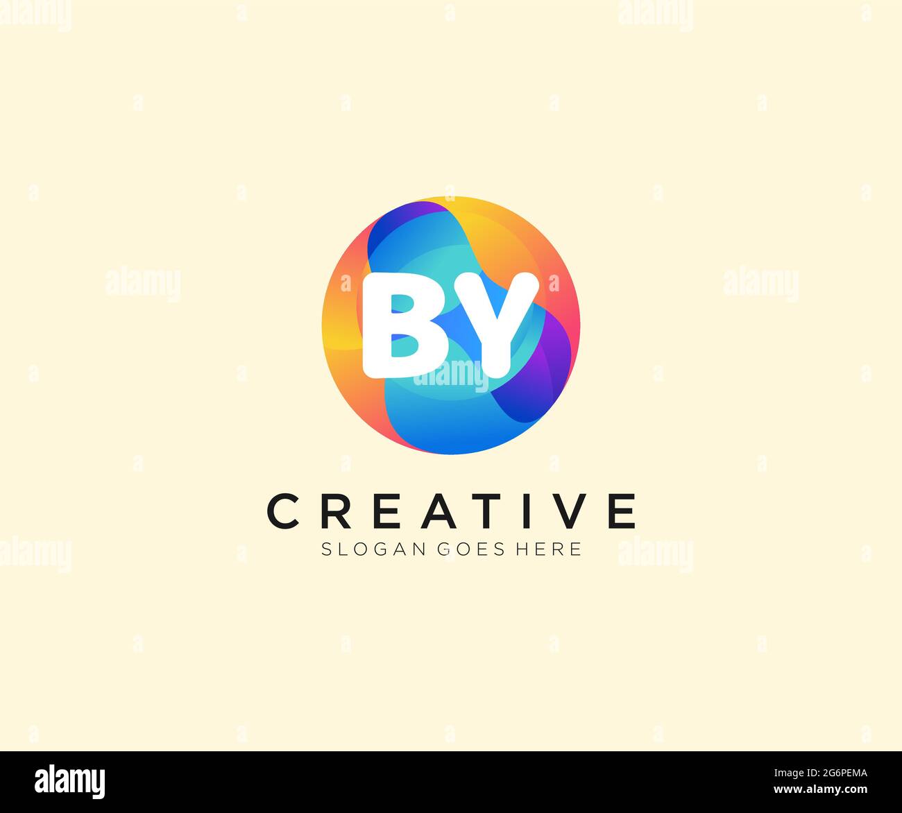 BY initial logo With Colorful Circle template Stock Vector